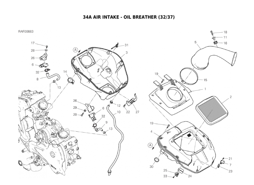 34A AIR INTAKE - OIL BREATHER (32/37)