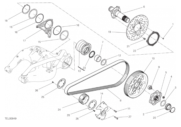 26A HUB, REAR WHEEL (25/28)
