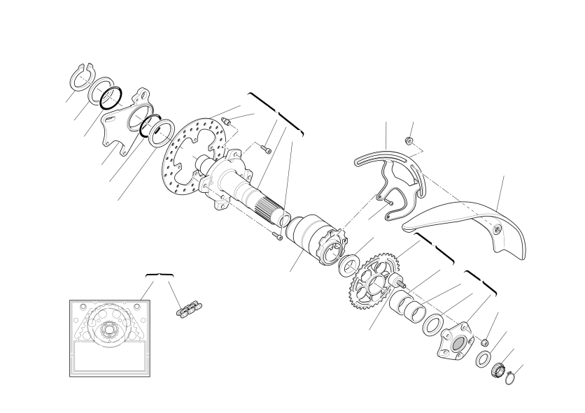 Rear wheel axle