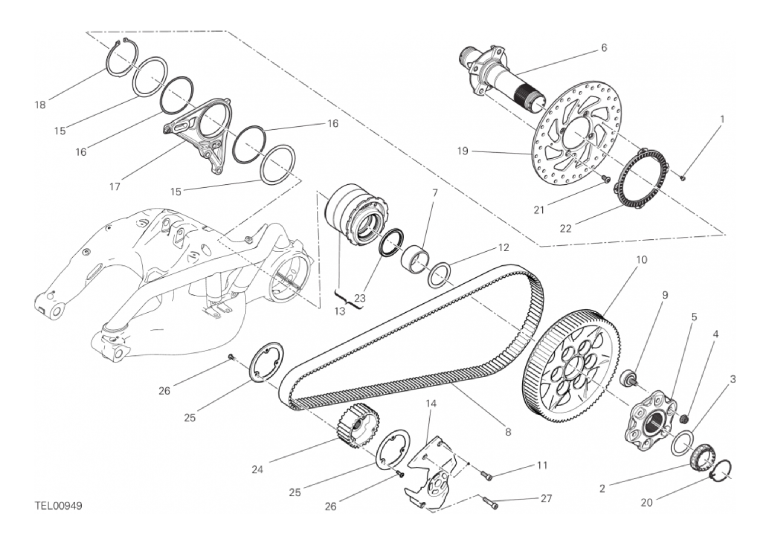 26A HUB, REAR WHEEL (24/27)