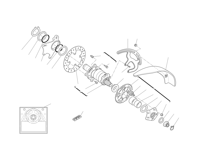 Rear wheel axle
