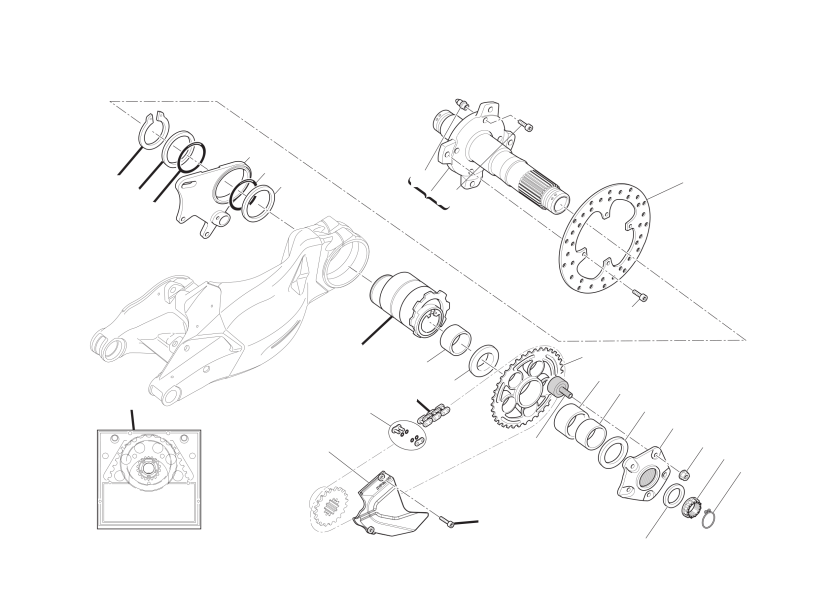 Rear wheel axle