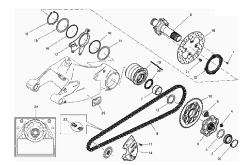 REAR WHEEL SPINDLE 