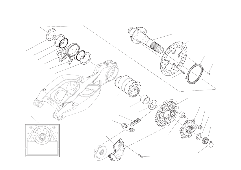 Rear wheel axle