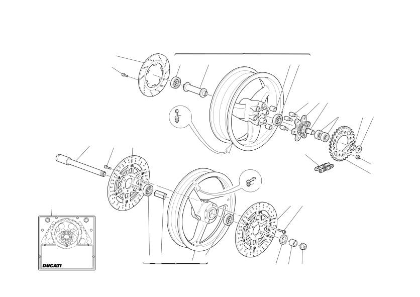 Front and rear wheels