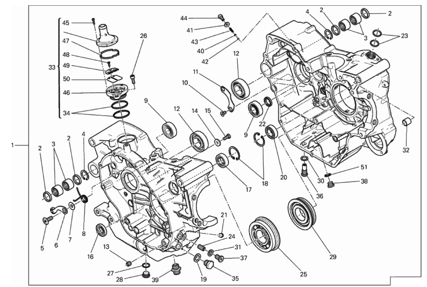 COMPLETE HALF-CRANKCASES PAIR