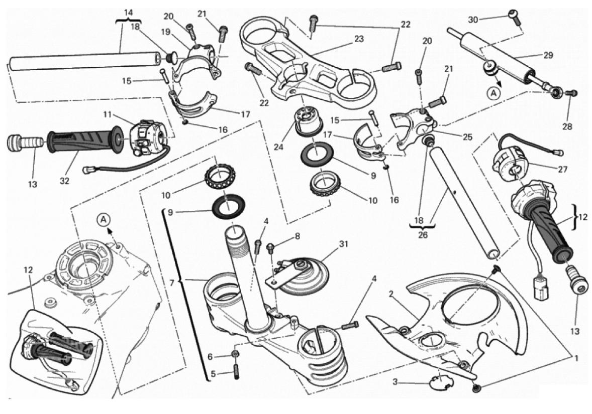 HALF-HANDLEBAR - STEERING DAMPER