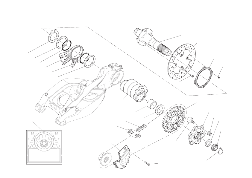 Rear wheel axle