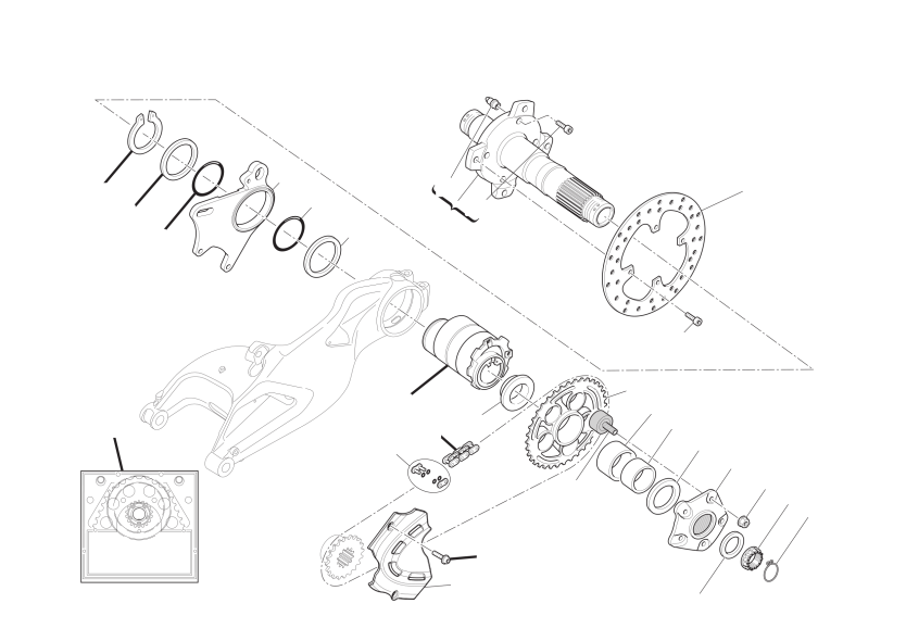 Rear wheel axle