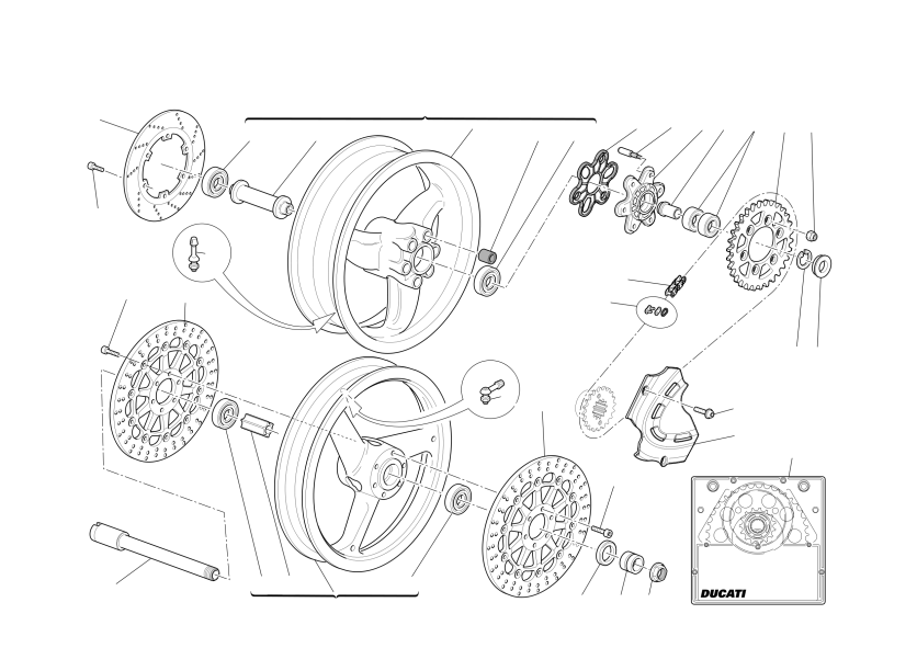Front and rear wheels