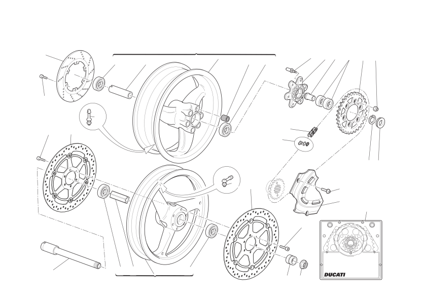 Front and rear wheels