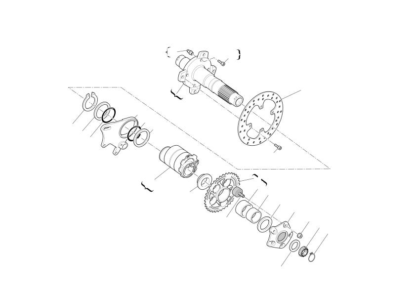 Rear wheel axle
