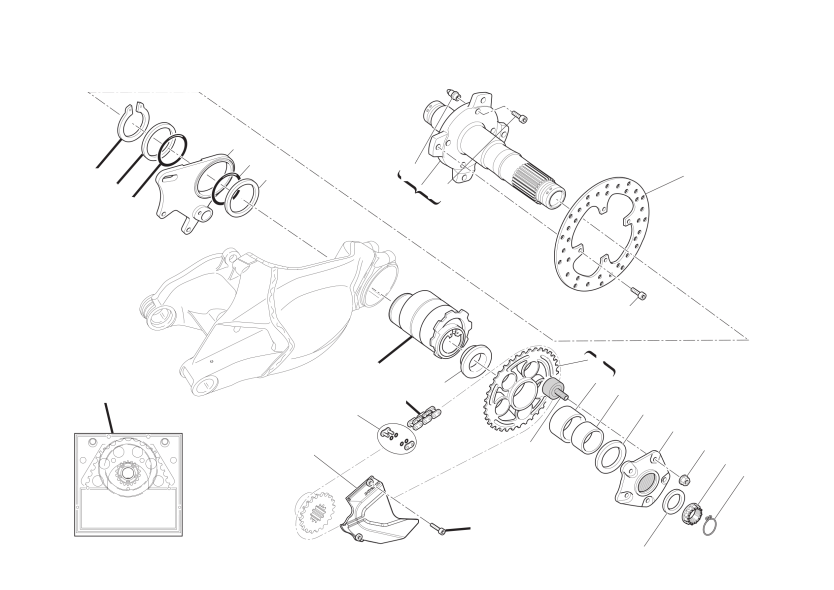 Rear wheel axle