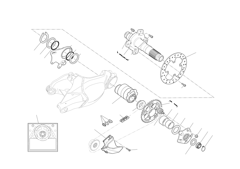 Rear wheel axle