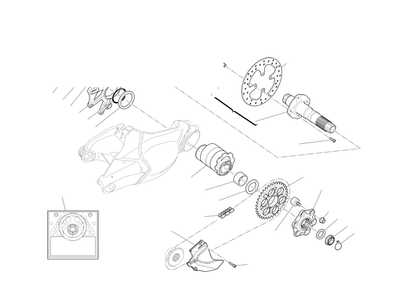 Rear wheel axle