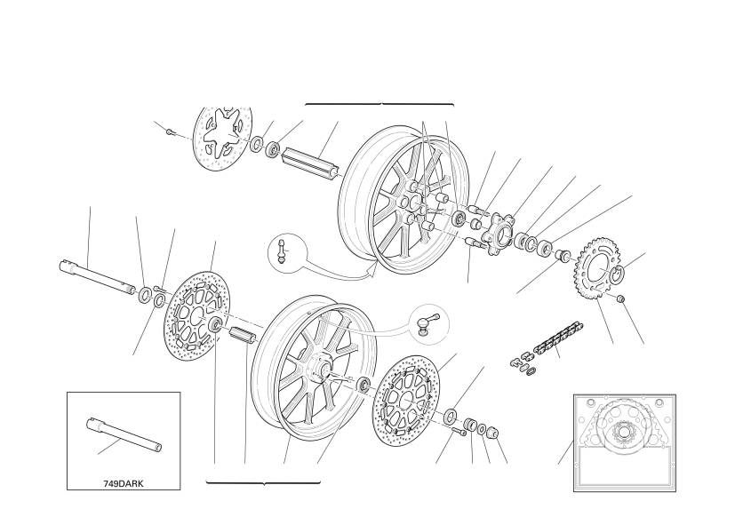 FRONT AND REAR WHEELS