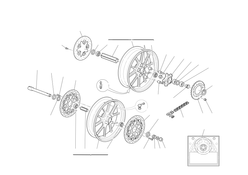 Front and rear wheels