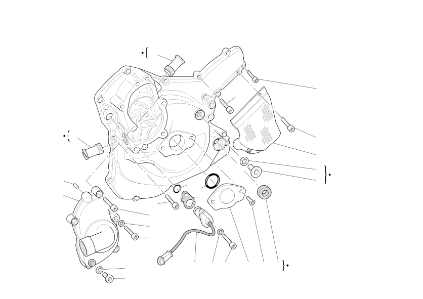 Water pump-altr-side crnkcse cover