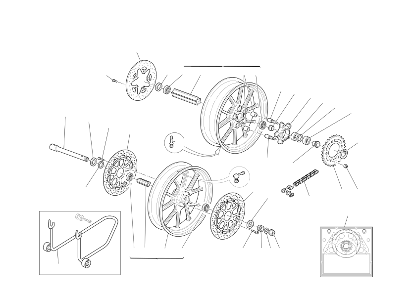 Front and rear wheels
