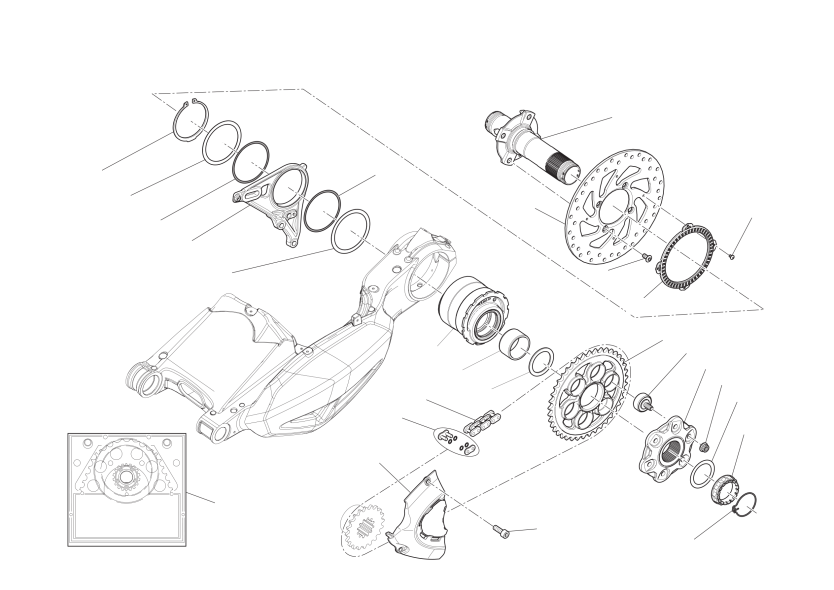 Rear wheel axle