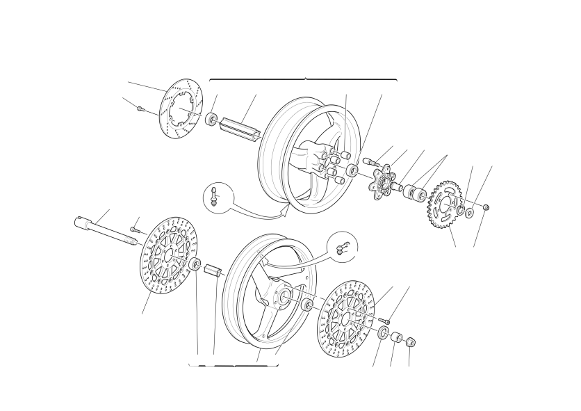 Front and rear wheels