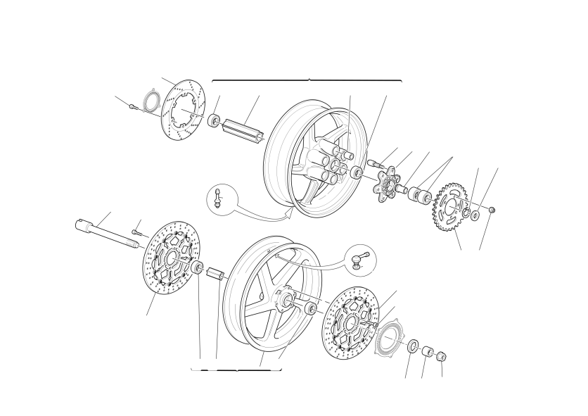 Front and rear wheels