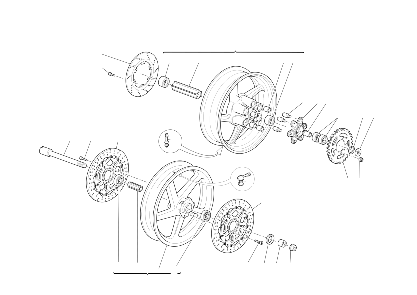FRONT AND REAR WHEELS