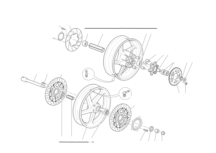 FRONT AND REAR WHEELS