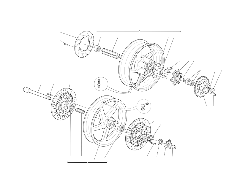 FRONT AND REAR WHEELS
