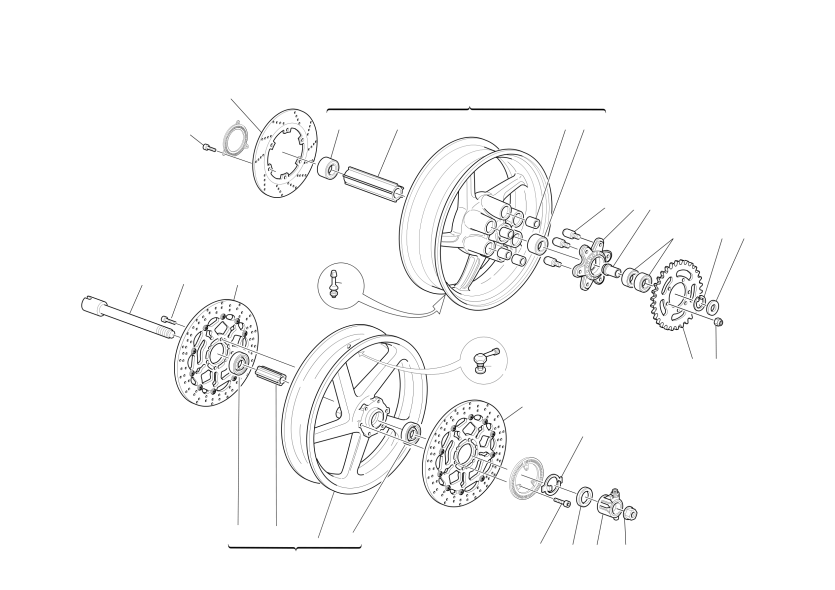 FRONT AND REAR WHEELS
