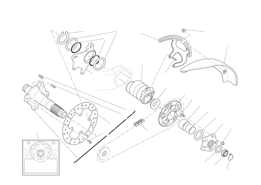 Rear wheel axle