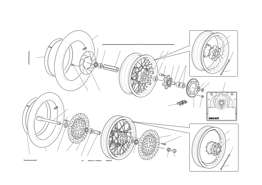 Front and rear wheels