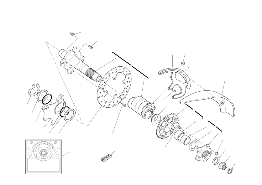 Rear wheel axle