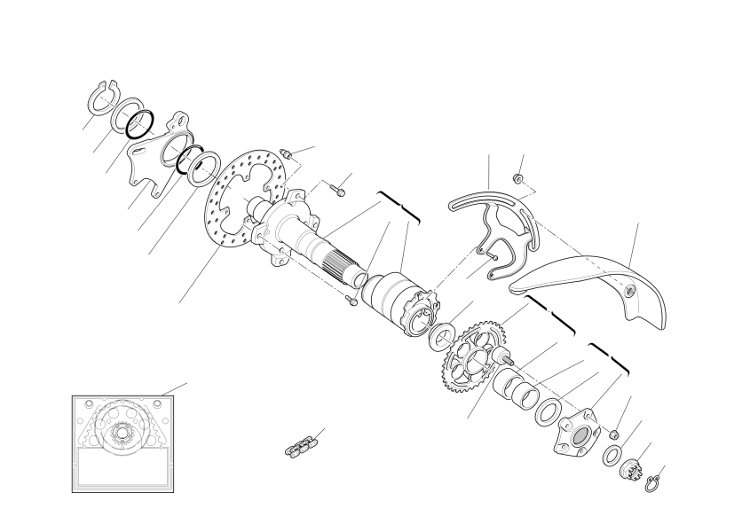 Rear wheel axle