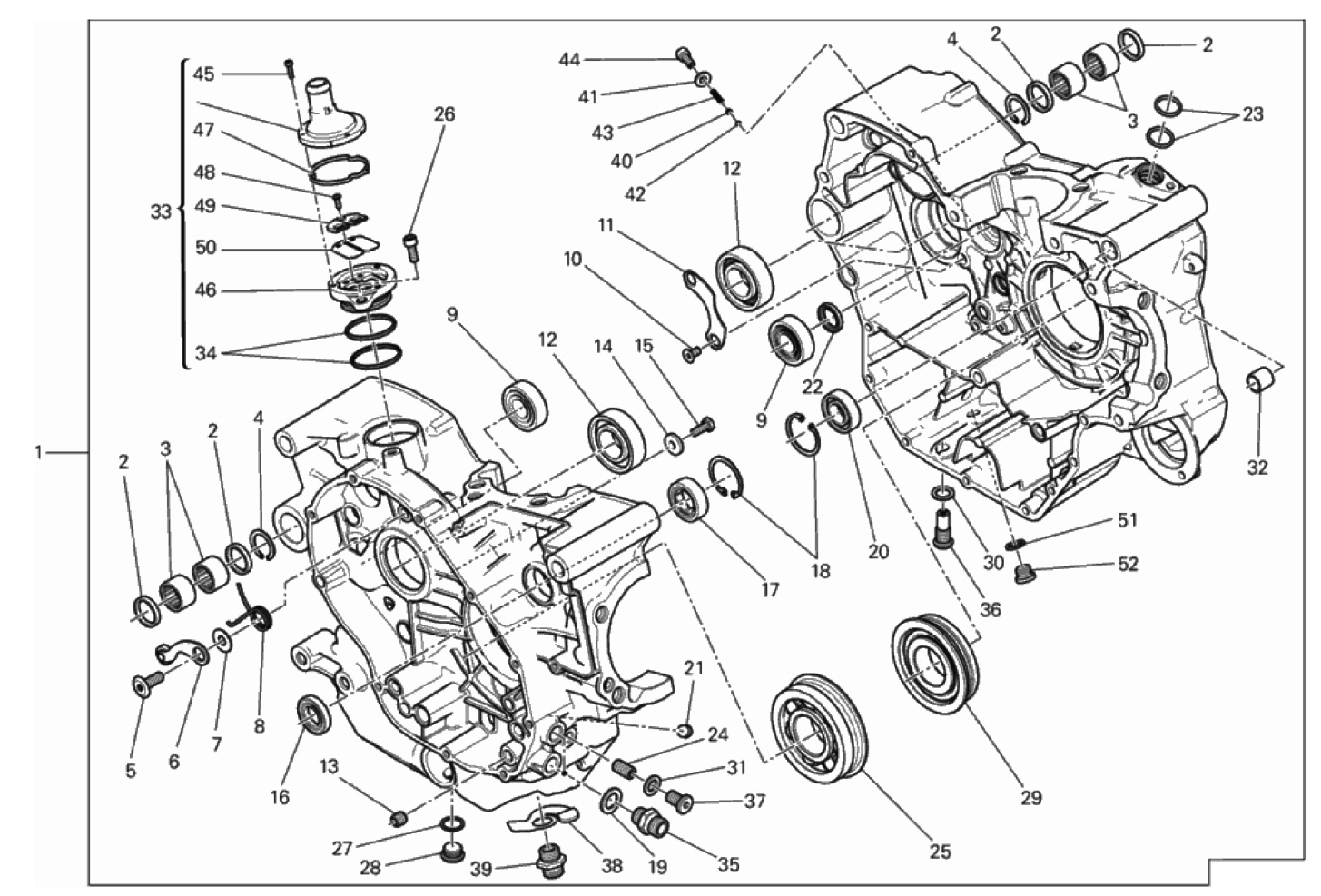 COMPLETE HALF-CRANKCASES PAIR