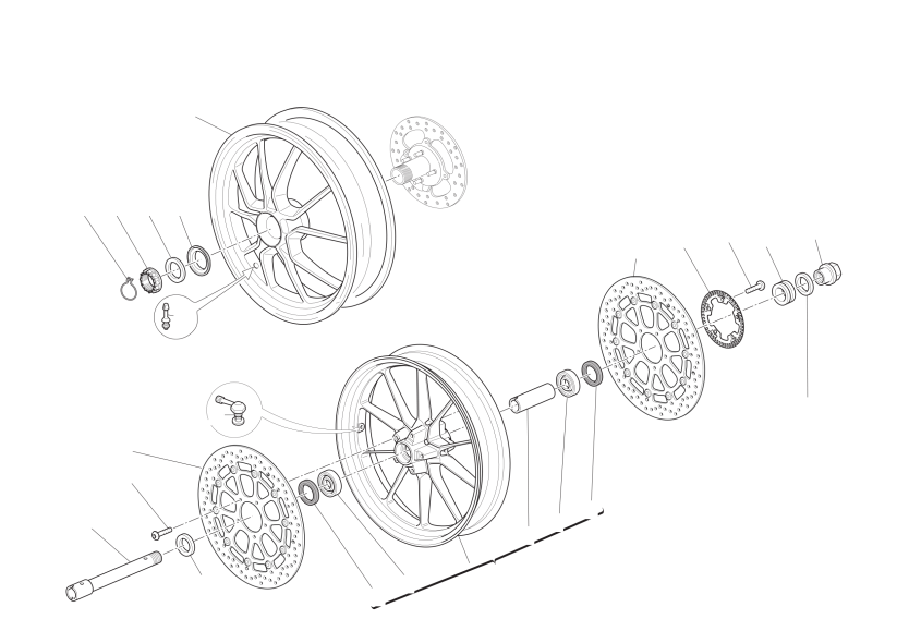 Front and rear wheels