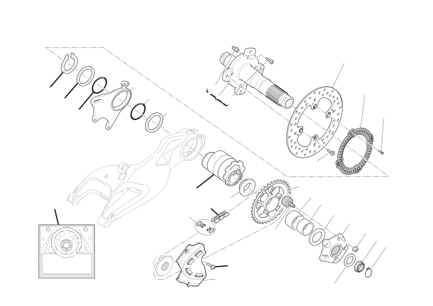 Rear wheel axle