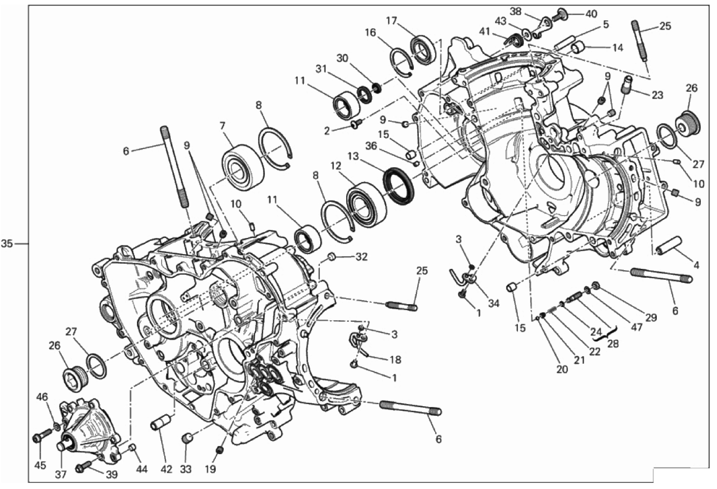 HALF-CRANKCASES PAIR