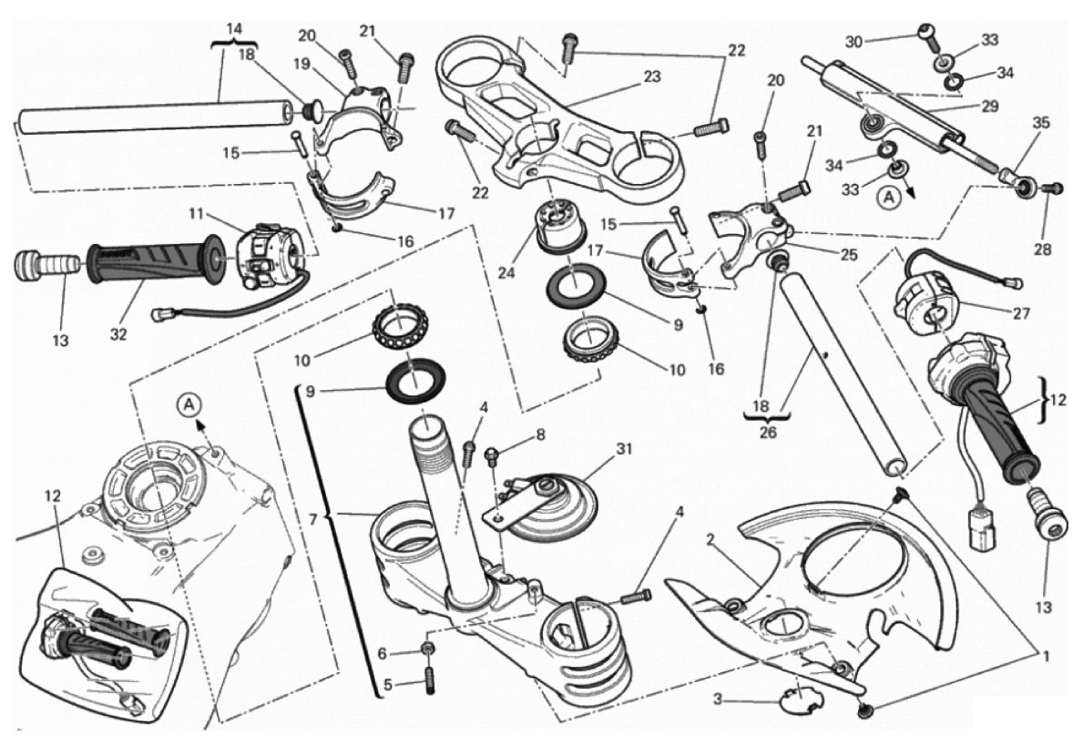 HALF-HANDLEBAR - STEERING DAMPER 