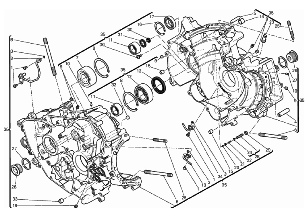 HALF-CRANKCASES PAIR