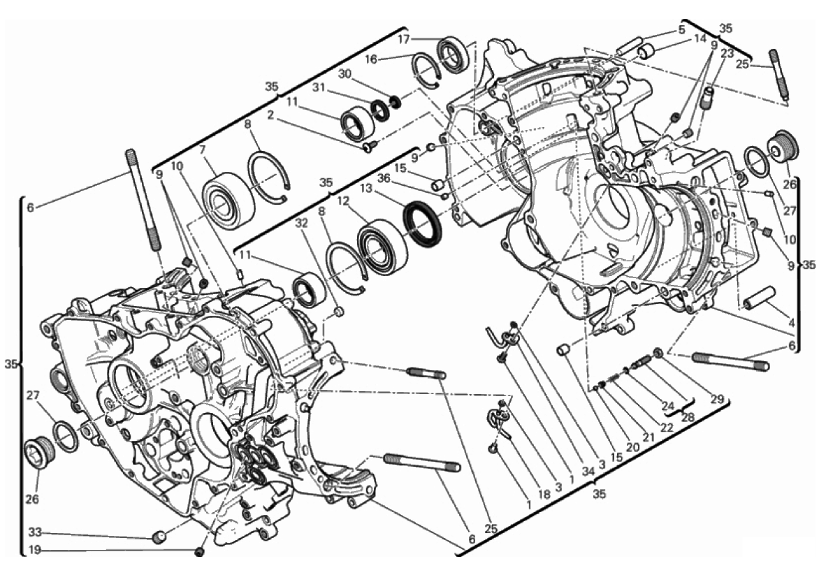HALF-CRANKCASES PAIR