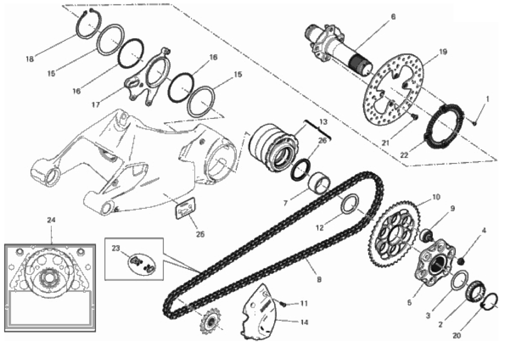 REAR WHEEL SPINDLE 