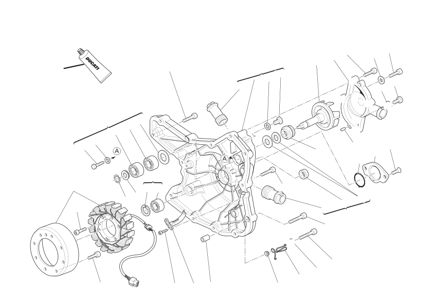 Water pump-altr-side crnkcse cover