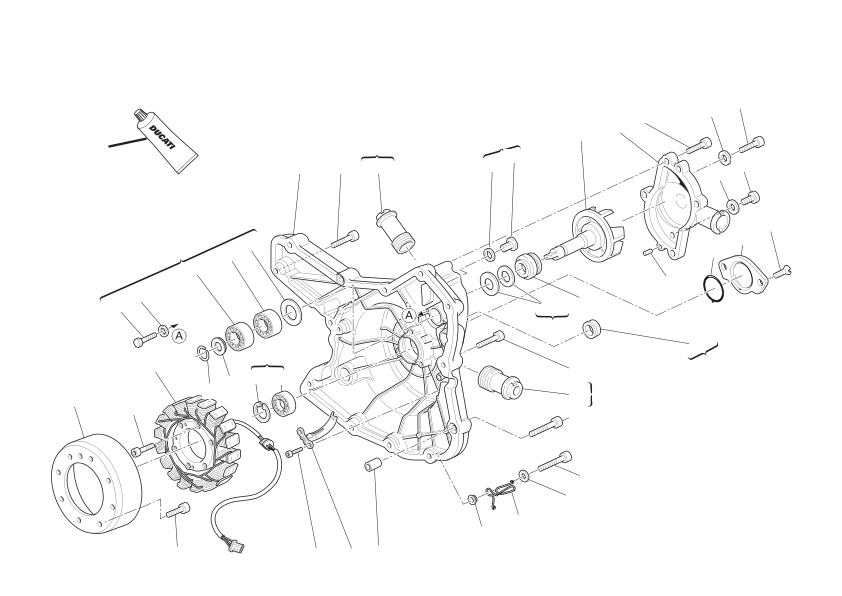 Water pump-altr-side crnkcse cover