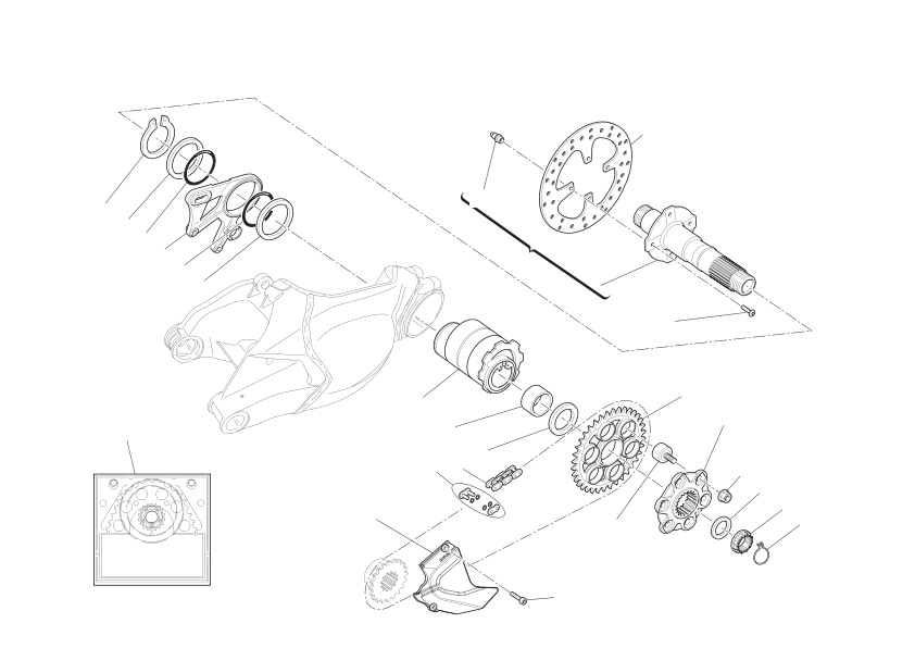 Rear wheel axle