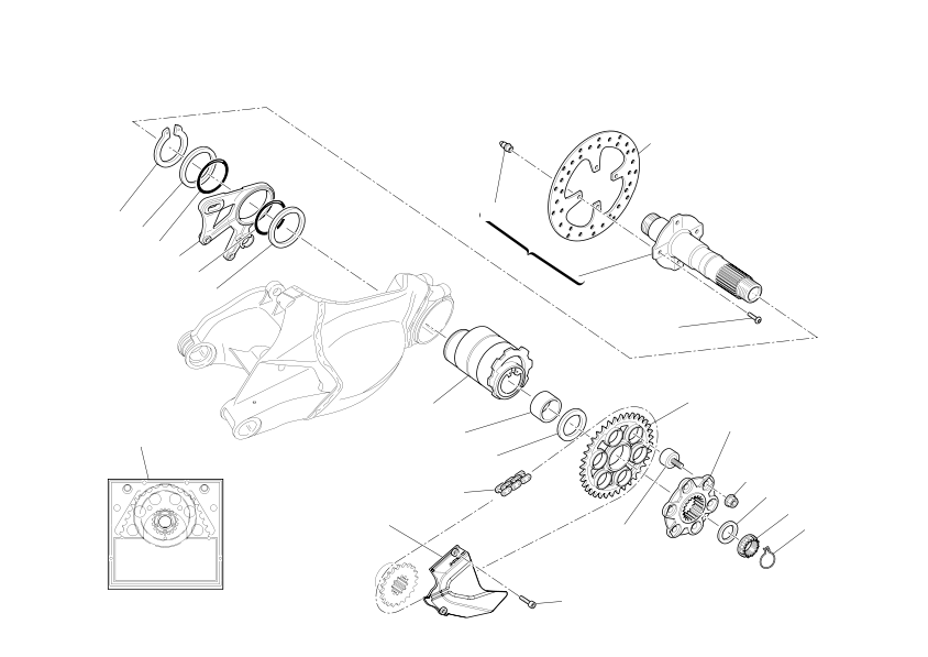 Rear wheel axle