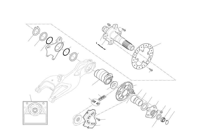 Rear wheel axle