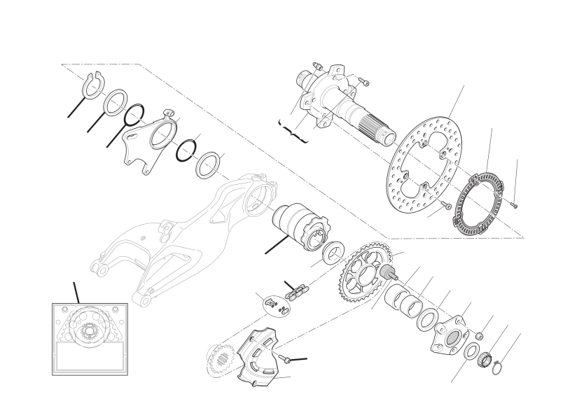 Rear wheel axle